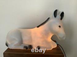 Vtg Empire Blow Mold Lighted Grey Donkey Nativity Christmas Works 18 A5