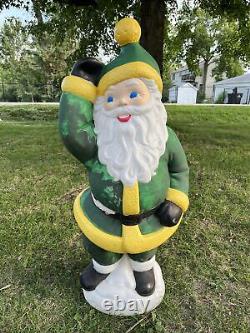 Vtg Empire Blow Mold Santa Claus Waving Lighted 40 Painted GB Packers Colors