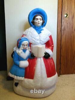 Vtg Empire Christmas Dickens Woman & Girl Christmas Caroler Blow Mold 35 Tall