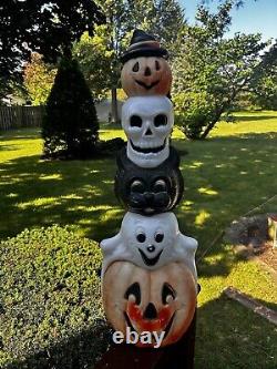 Vtg Empire Halloween Totem Pole Ghost Skull Pumpkin Cat Blow Mold 32