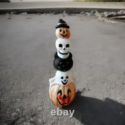 Vtg Empire Halloween Totem Pole Ghost Skull Pumpkin Cat Blow Mold 32