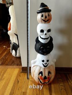Vtg Empire Halloween Totem Pole Ghost Skull Pumpkin Cat Blow Mold 32