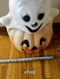 Vtg Empire Halloween Totem Pole Ghost Skull Pumpkin Cat Blow Mold 32