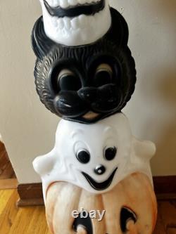 Vtg Empire Halloween Totem Pole Ghost Skull Pumpkin Cat Blow Mold 32