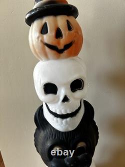 Vtg Empire Halloween Totem Pole Ghost Skull Pumpkin Cat Blow Mold 32