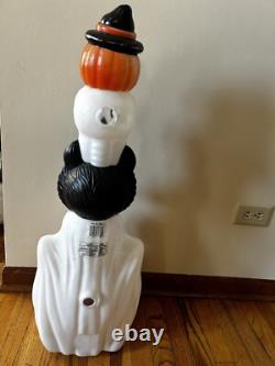 Vtg Empire Halloween Totem Pole Ghost Skull Pumpkin Cat Blow Mold 32