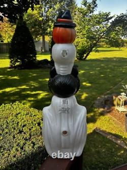 Vtg Empire Halloween Totem Pole Ghost Skull Pumpkin Cat Blow Mold 32