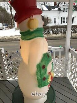 Vtg Empire Large Lighted Christmas Snowman Wreath Candy Cane Blow Mold 46 1968