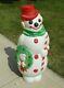 Vtg Empire Large Lighted Christmas Snowman Wreath/candy Cane Blow Mold 46 Tall