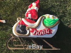 Vtg Empire Santa Sleigh and Reindeer Lighted Blow Mold Christmas Yard Decoration