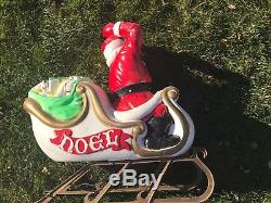 Vtg Empire Santa Sleigh and Reindeer Lighted Blow Mold Christmas Yard Decoration