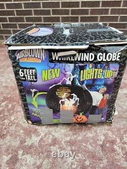 Vtg Gemmy Inflatable Whirlwind Globe 6' Halloween Snow Globe Ghosts Cauldron