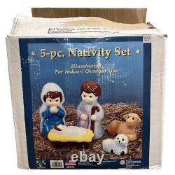 Vtg. General Foam Plastics Nativity Set Blow Mold Lights-5 Pcs 17 Original Box Vtg. General Foam Plastics Nativity Set Blow Mold Lights-5 Pcs 17 Original Box