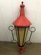 Vtg Huge Municipal Christmas Street Light Lamp Pole Lantern Blow Mold With Bracket