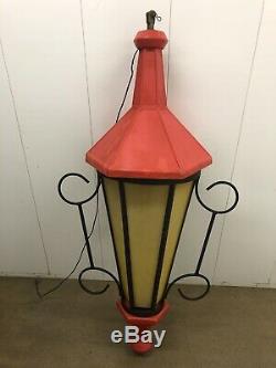 Vtg Huge Municipal Christmas Street Light Lamp Pole Lantern Blow Mold With Bracket