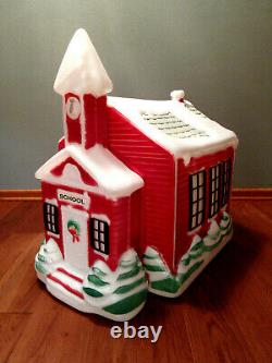 Vtg Large Empire Christmas Lighted School House Blow Mold Rare Hard To Find