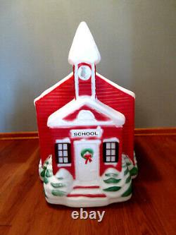 Vtg Large Empire Christmas Lighted School House Blow Mold Rare Hard To Find