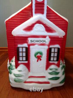 Vtg Large Empire Christmas Lighted School House Blow Mold Rare Hard To Find