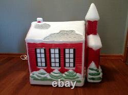 Vtg Large Empire Christmas Lighted School House Blow Mold Rare Hard To Find