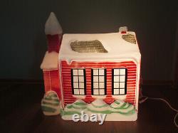 Vtg Large Empire Christmas Lighted School House Blow Mold Rare Hard To Find