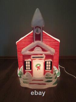 Vtg Large Empire Christmas Lighted School House Blow Mold Rare Hard To Find