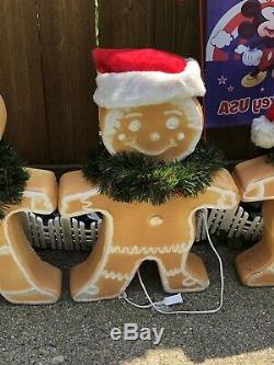 Vtg Lot Of 4 Union Blow Mold Gingerbread Man Boy Girl Christmas Yard Decor 24