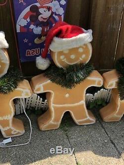 Vtg Lot Of 4 Union Blow Mold Gingerbread Man Boy Girl Christmas Yard Decor 24