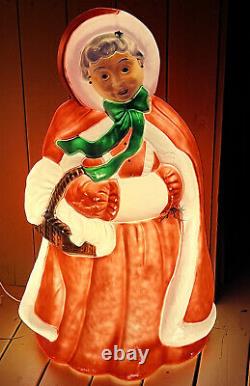 Vtg Mrs. Claus 40 Lighted Blow Mold Christmas Yard Decor Santa's Best READ
