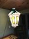 Vtg Municipal City Xmas Lantern Lighted White Blow Mold Stain Glass Look 34 Tall