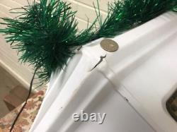 Vtg Municipal City Xmas Lantern Lighted White Blow Mold Stain Glass Look 34 Tall