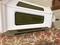 Vtg Municipal City Xmas Lantern Lighted White Blow Mold Stain Glass Look 34 Tall