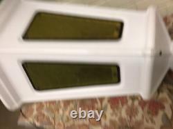 Vtg Municipal City Xmas Lantern Lighted White Blow Mold Stain Glass Look 34 Tall