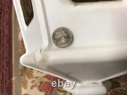 Vtg Municipal City Xmas Lantern Lighted White Blow Mold Stain Glass Look 34 Tall