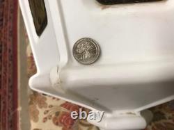 Vtg Municipal City Xmas Lantern Lighted White Blow Mold Stain Glass Look 34 Tall