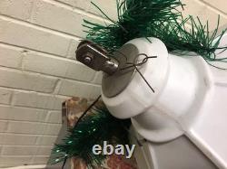 Vtg Municipal City Xmas Lantern Lighted White Blow Mold Stain Glass Look 34 Tall