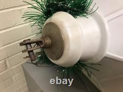 Vtg Municipal City Xmas Lantern Lighted White Blow Mold Stain Glass Look 34 Tall