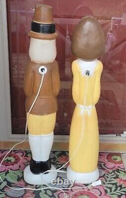 Vtg PAIR DON FEATHERSTONE THANKSGIVING PILGRIM BLOW MOLDS 34 MAN WOMAN 1996