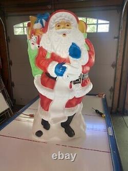 Vtg Santas Best Santa Claus Lighted Blow Mold With Toy Bag Christmas Approx. 42