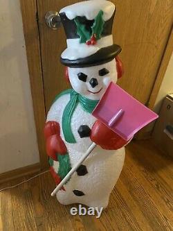 Vtg TPI 1995 Frosty the Snowman Christmas Shovel Wreath Blow Mold Huge