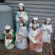 Vtg Large Empire Christmas Blow Mold 7 Pc Nativity Set Outdoor Yard Lite Cords