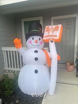 Whataburger Snowman Christmas Holiday Outdoor Lighted Blowup Inflatable 7 ft