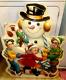 Xl Vintage Christmas Snowman Kids Lights Up Vacuform Yard Decoration 34 X 30